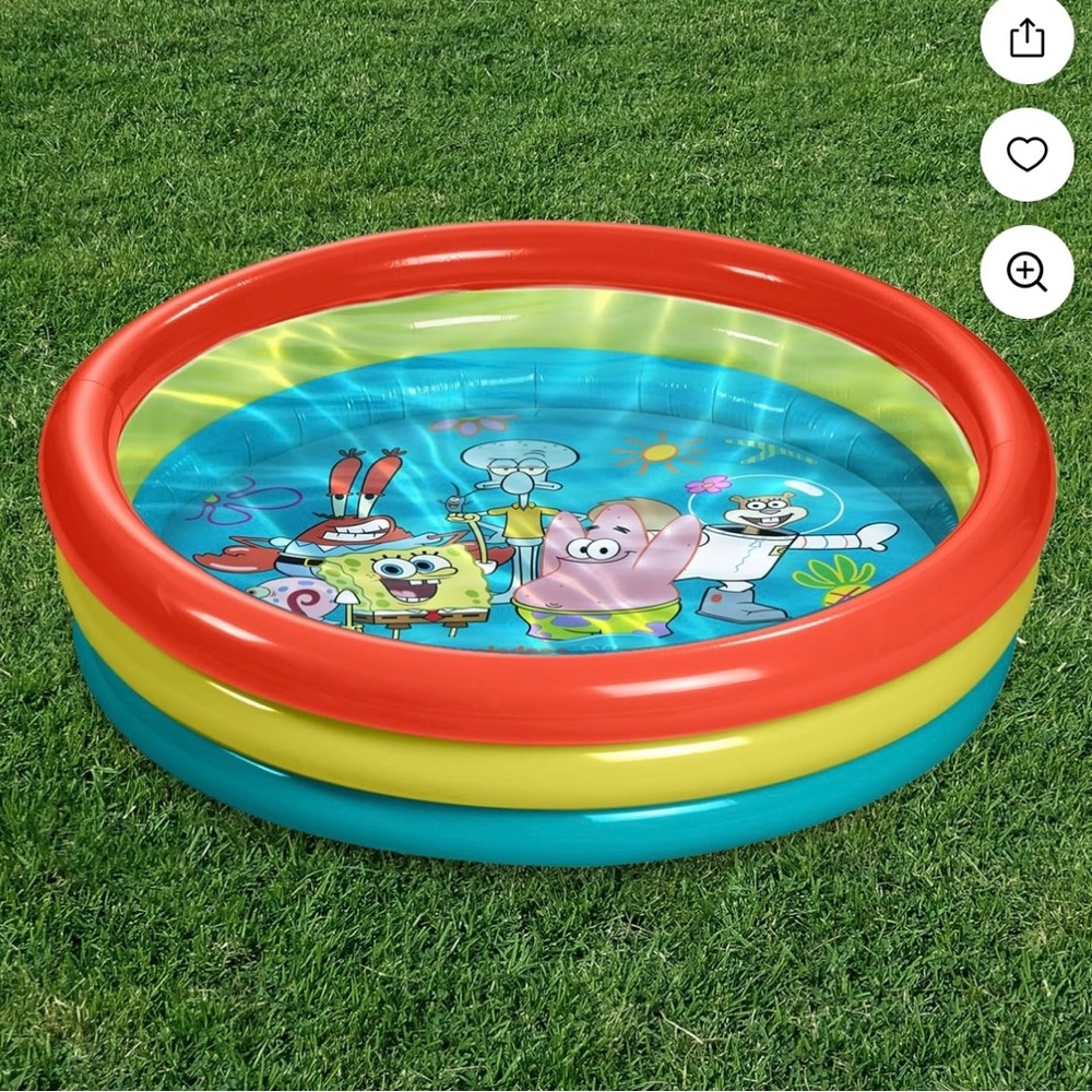 NEW SpongeBob SquarePants 3-Ring Inflatable Swimming Pool, Kids Ages 3+